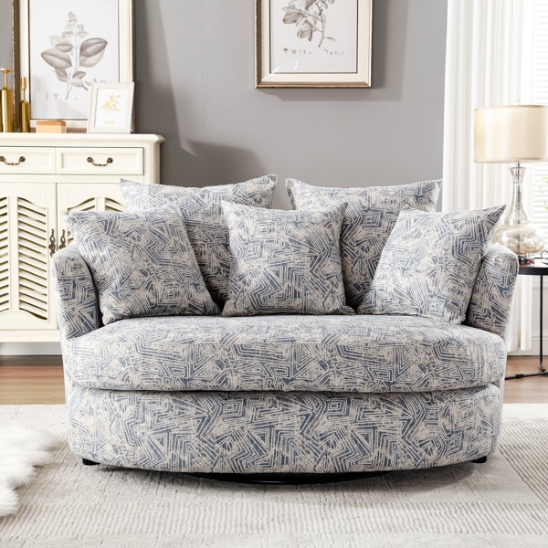 Swivel Loveseat with Intricate Geometric Pattern Cuddle Chair