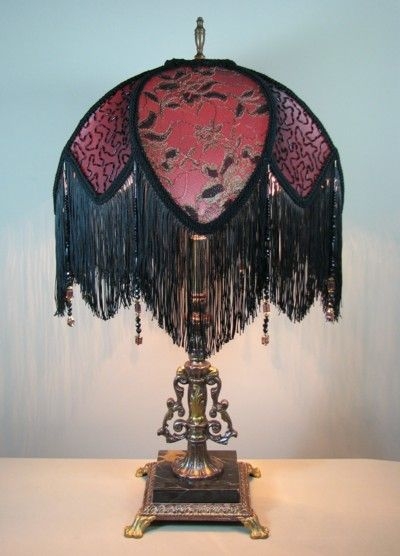 Table Lamp Ornate Claw Feet and Black Lace Overlay Shade