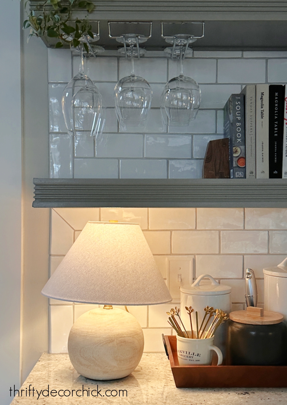 Table Lamp: Spherical Wood Base Kitchen Lamp Decor
