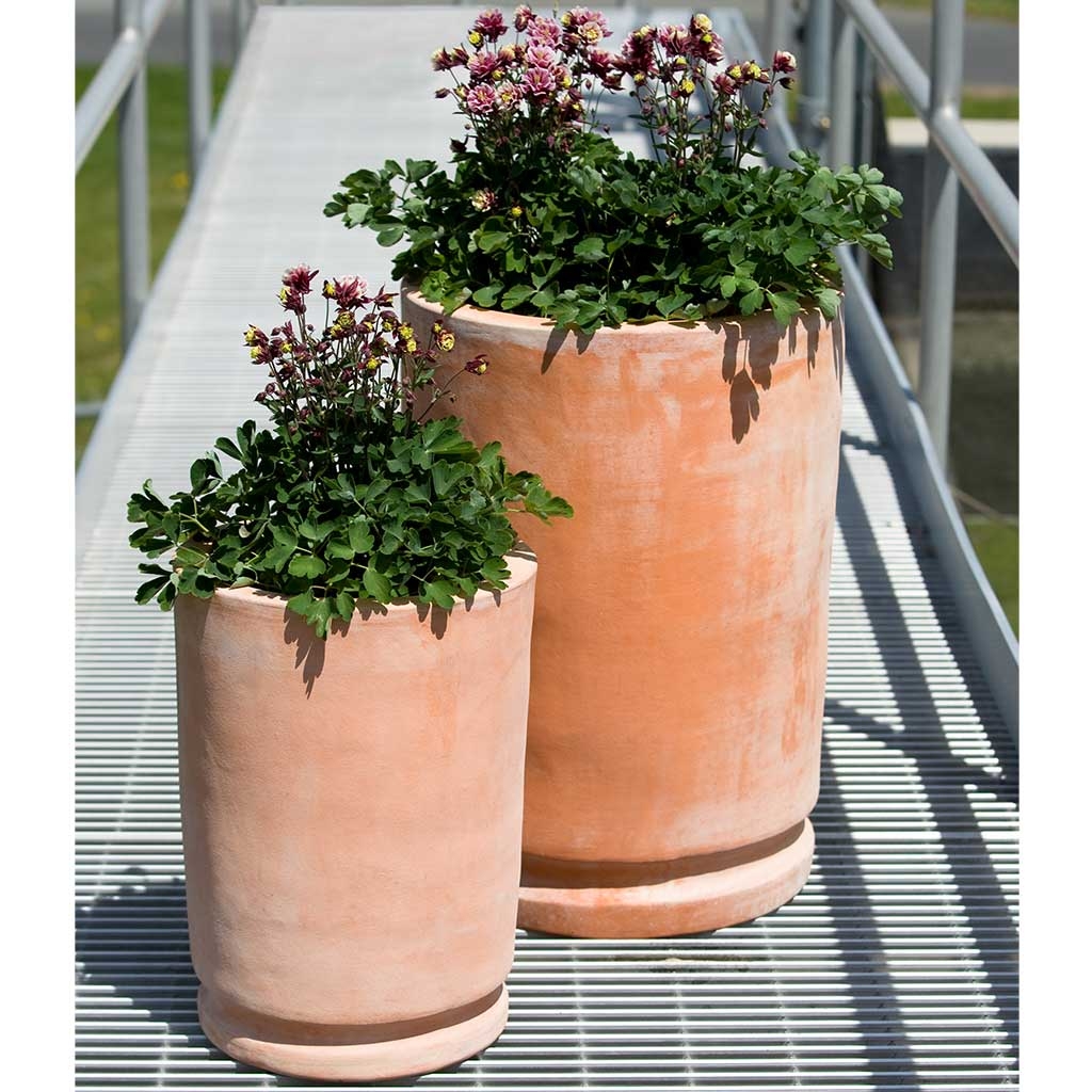 Tall Planter with Recessed Base Modern Cylinder Pots