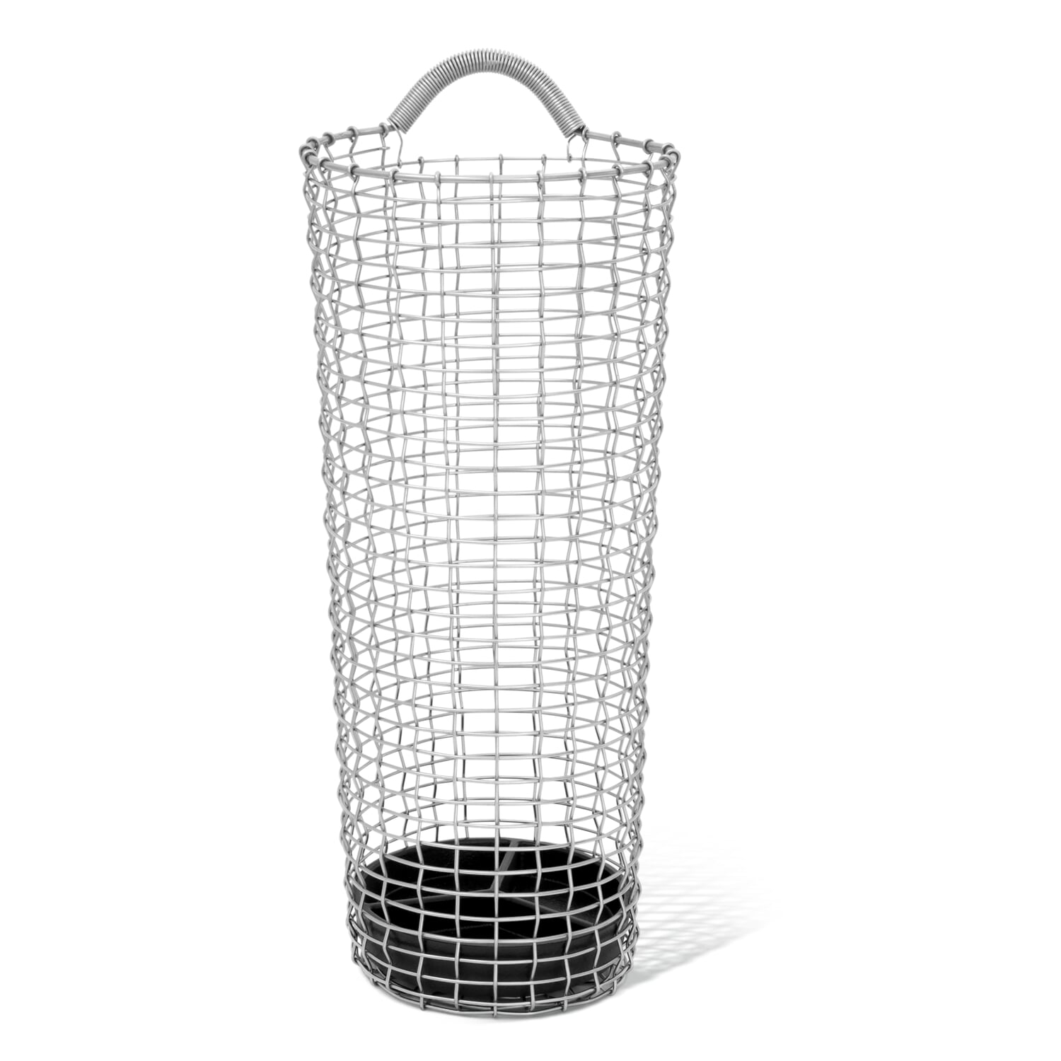 Tall Wire Basket Coiled Grip Industrial Silver Grey Frame