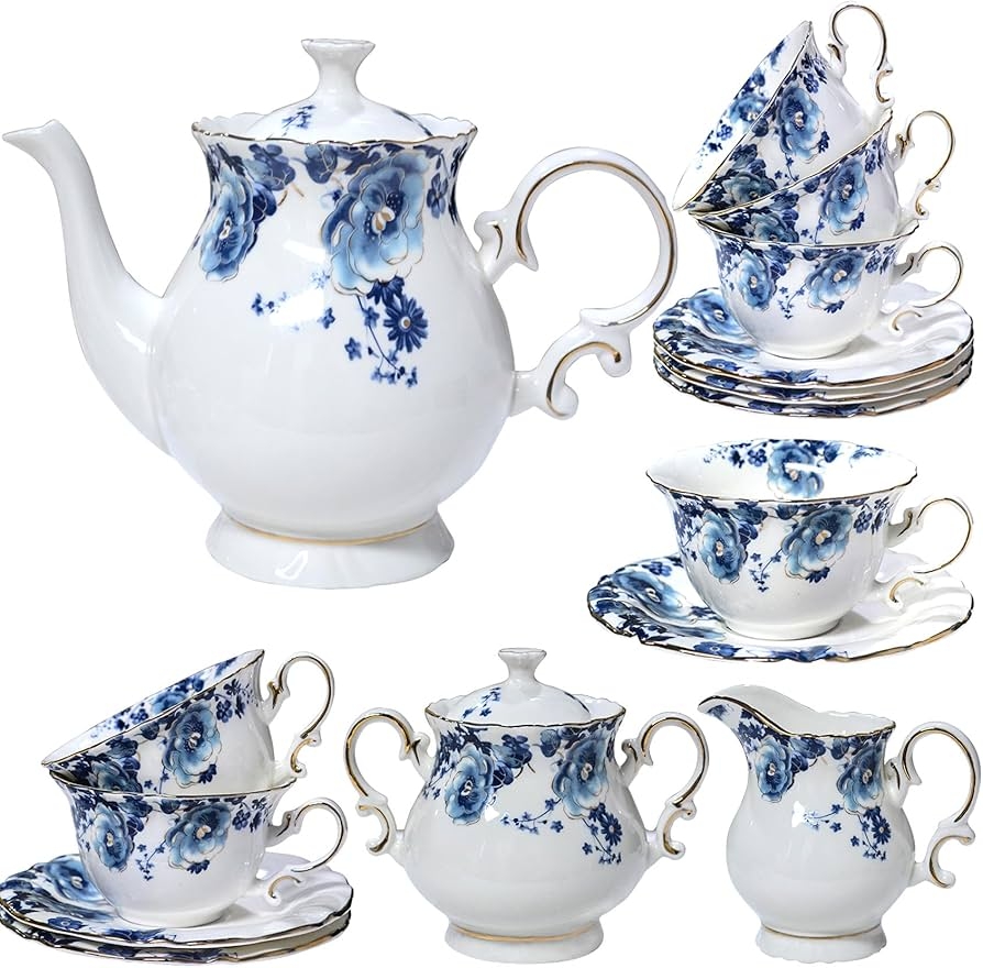 Blue And White Tea Set