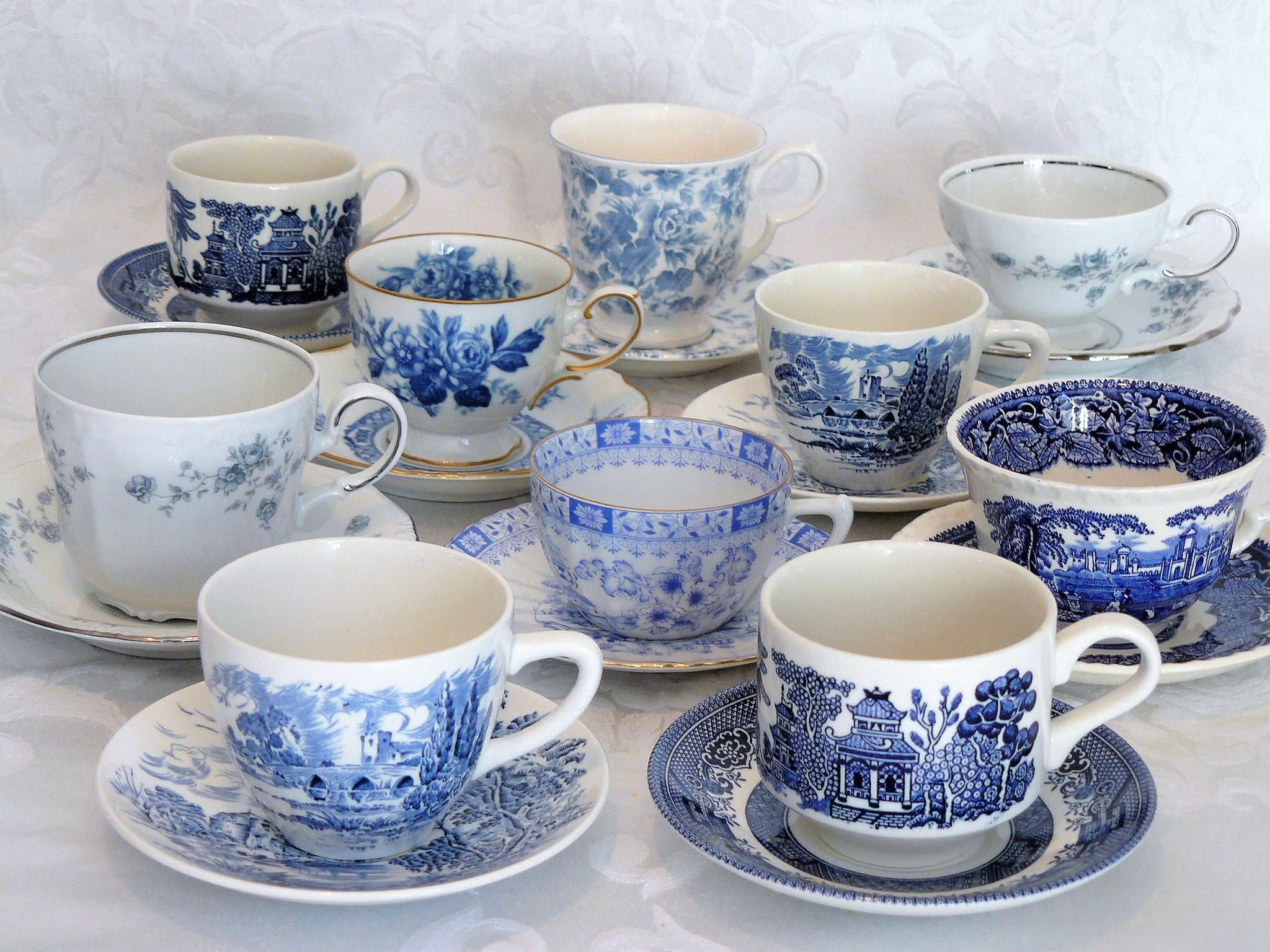 Teacup and Saucer Mismatched Curation for Vintage Willow