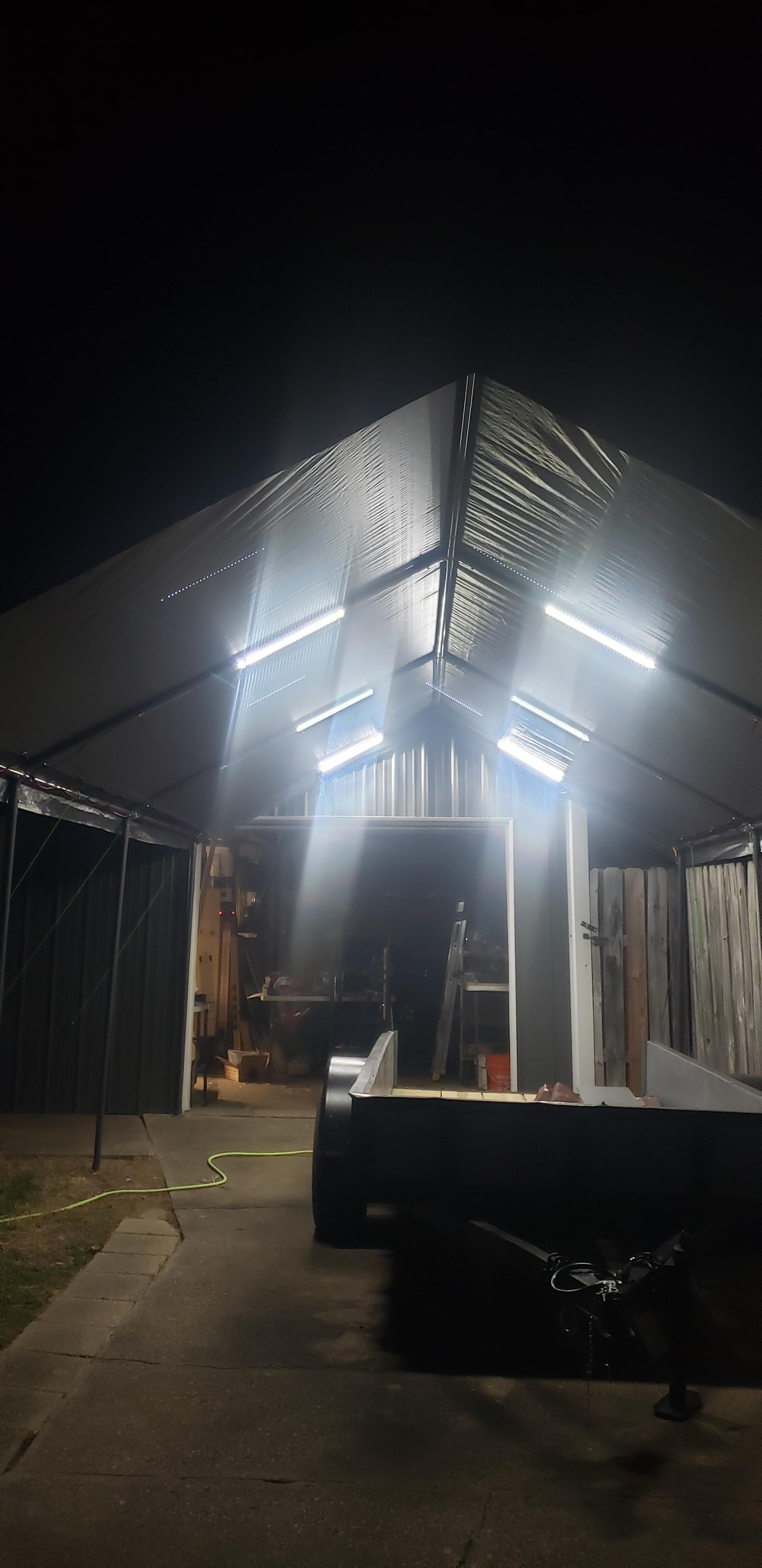 Temporary Carport with Integrated LED Strips and 12V Power
