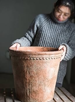 Terracotta Planter Hand Thrown Look Scalloped Terracotta Pot