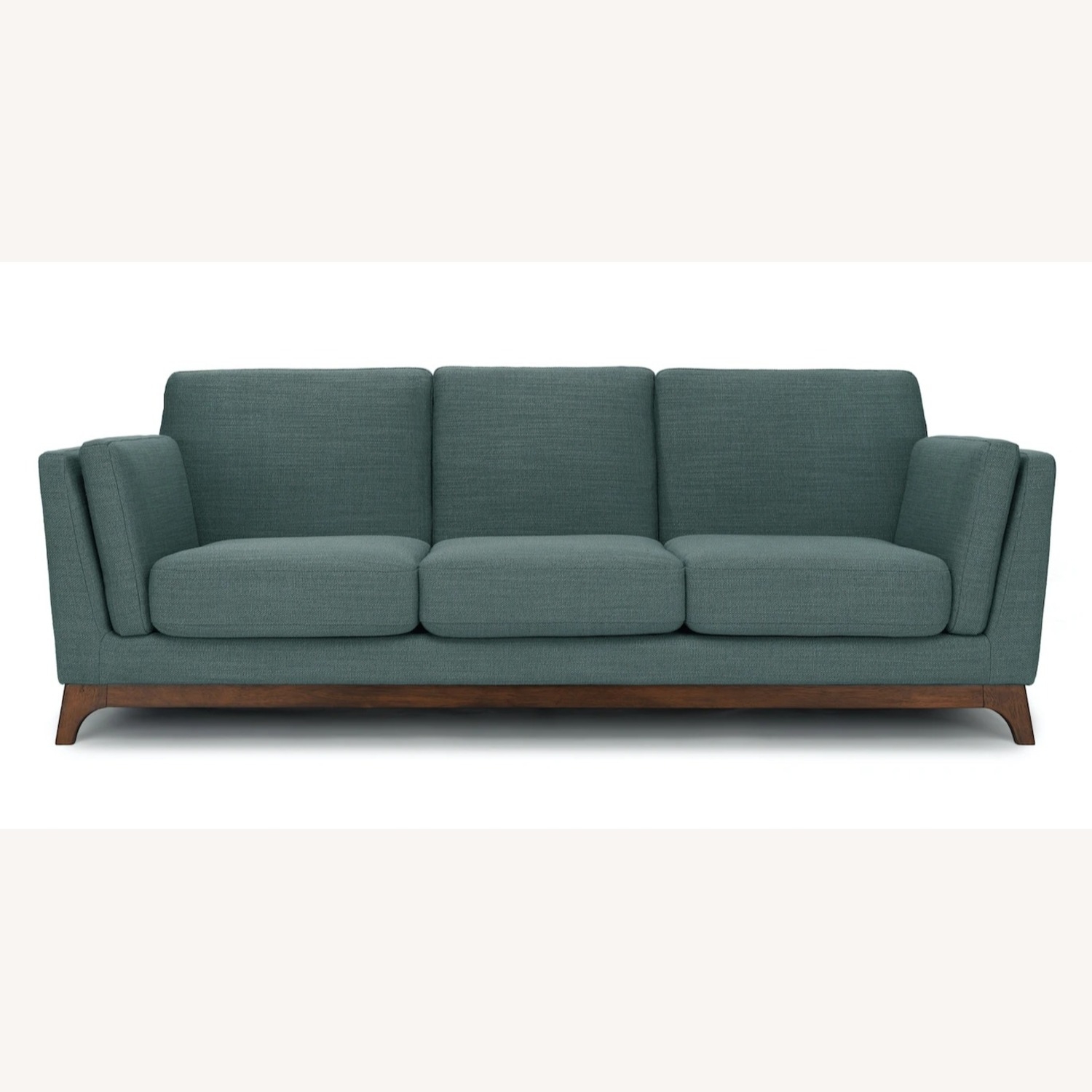 Three Seater Sofa Walnut Toned Platform Mid-Century Platform Couch