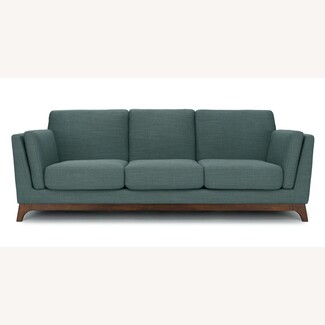 Three Seater Sofa Walnut Toned Platform Mid-Century Platform Couch