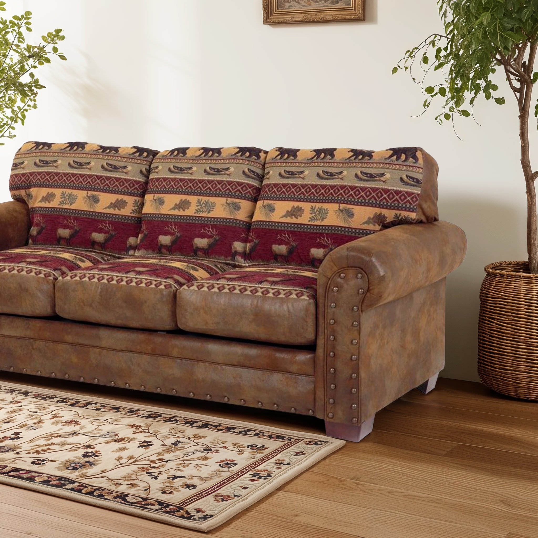 Three Seater Sofa: Wildlife Tapestry and Sierra Lodge Furniture