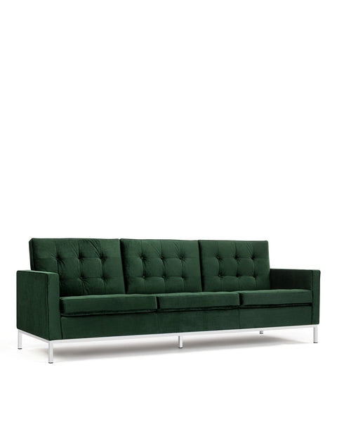 Three Seater Sofa with Grid Tufted Back and Silver Base