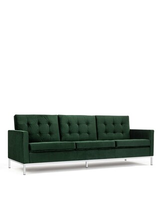 Three Seater Sofa with Grid Tufted Back and Silver Base