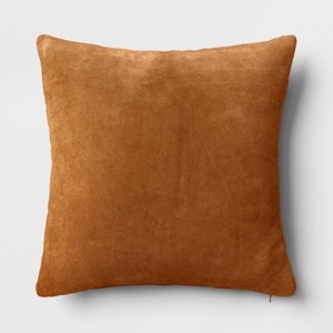 Throw Pillow: Cognac Hue Washed Velvet Minimalist Pillow