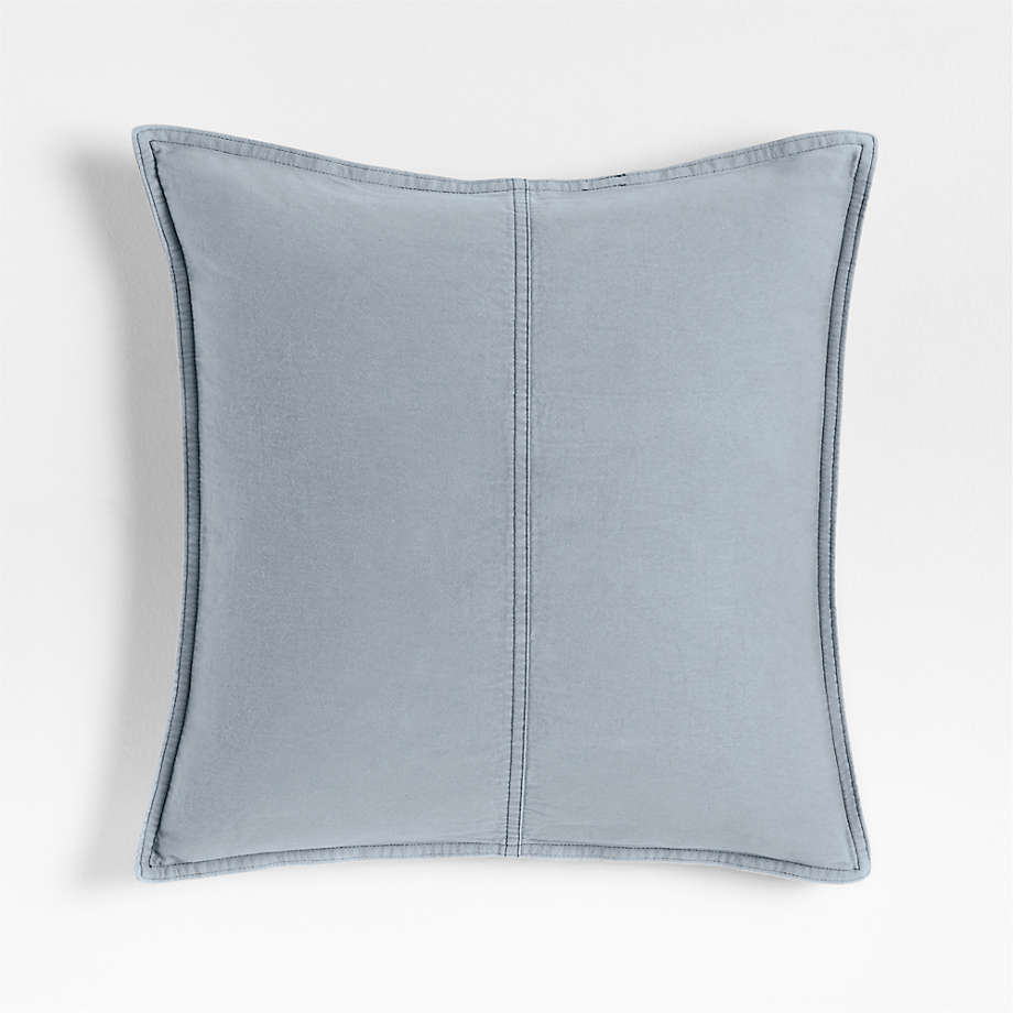Throw Pillow Cover in smoke blue hue washed cotton throw cover