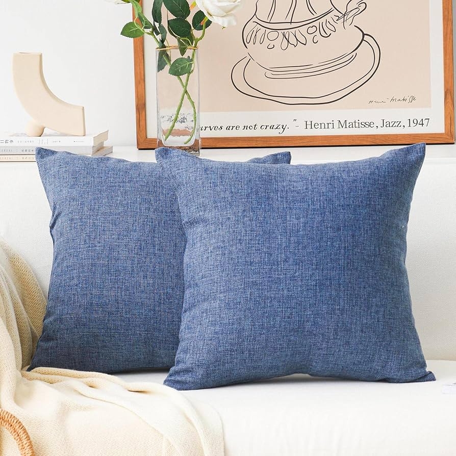 Throw Pillow Cover with slubbed texture navy blue textured pillows