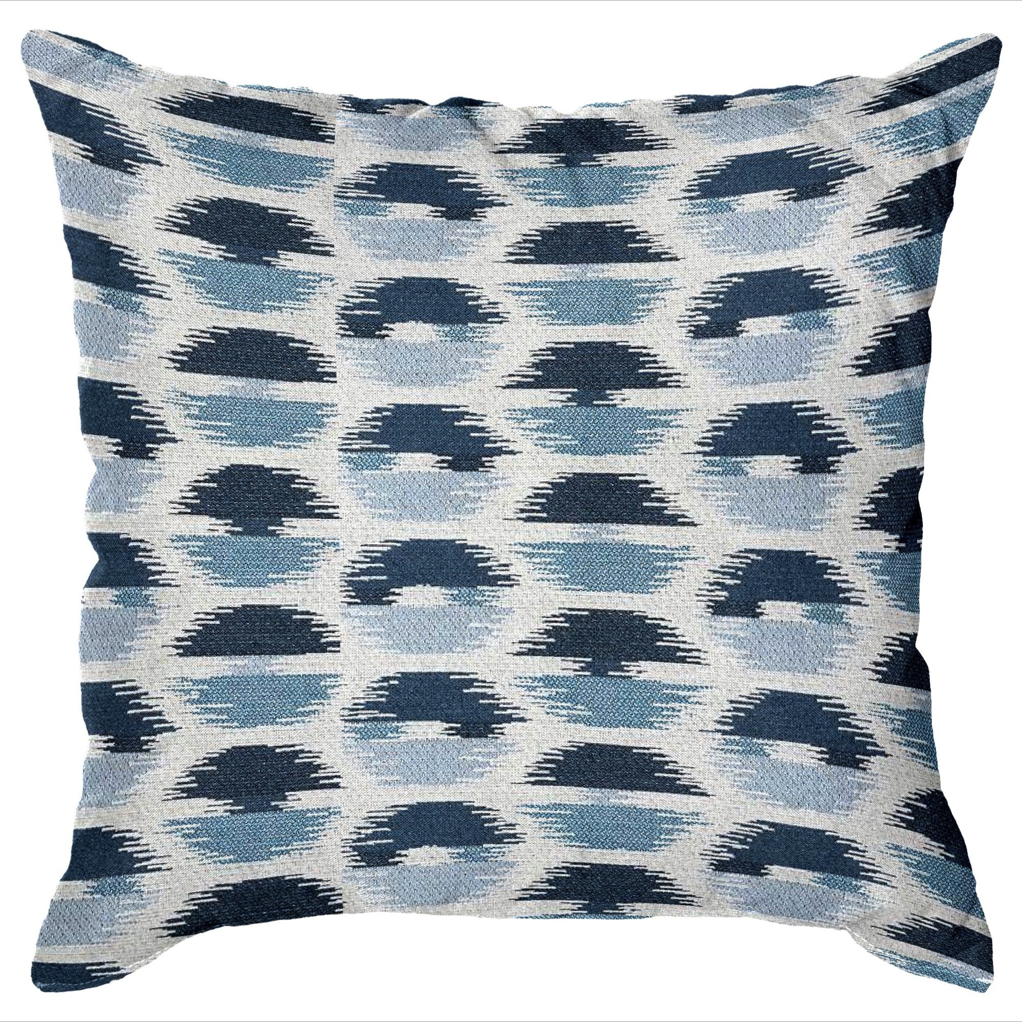 Throw Pillow featuring ikat pattern denim blue ikat pillow