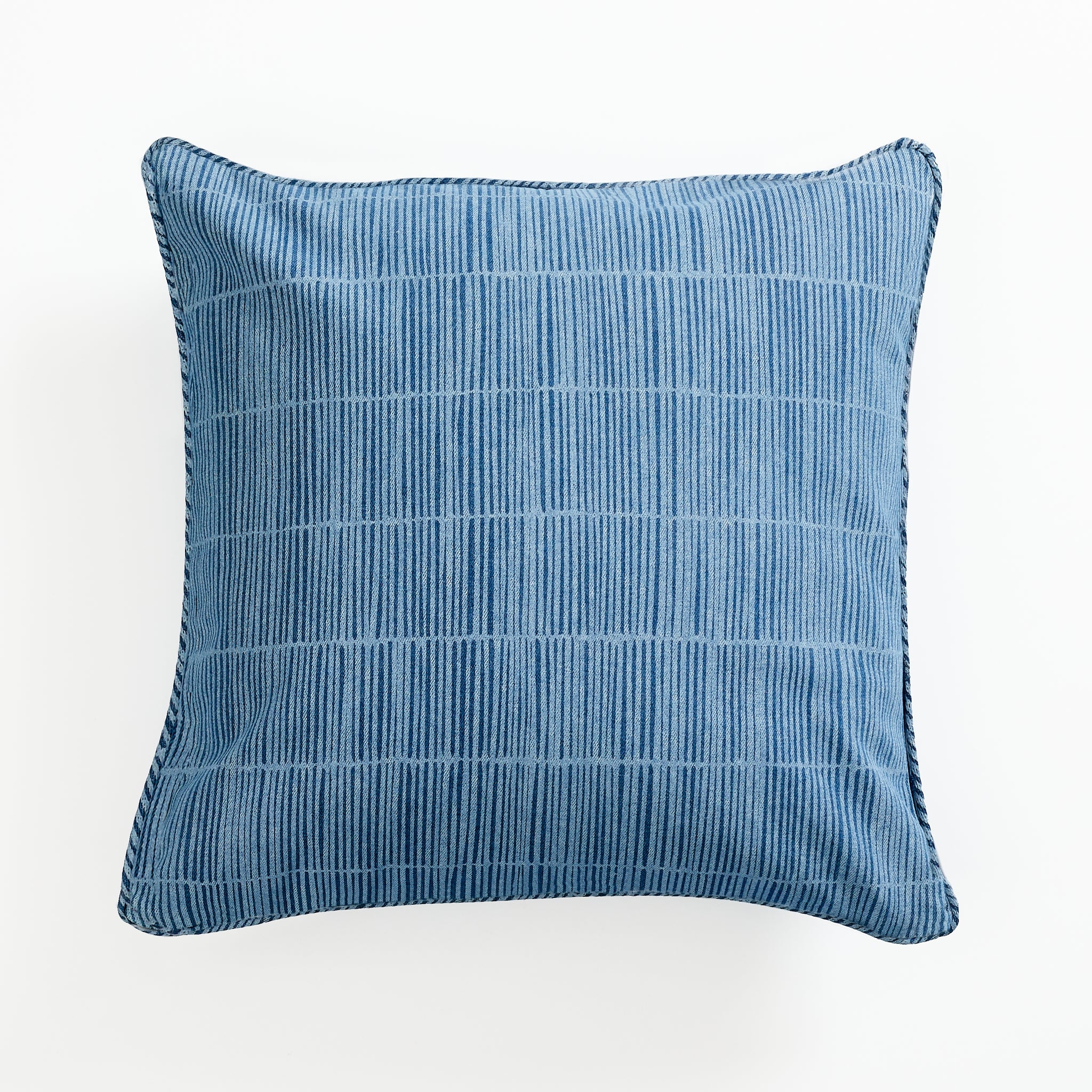 Throw Pillow featuring vertical dashed lines coastal blue accent cushion