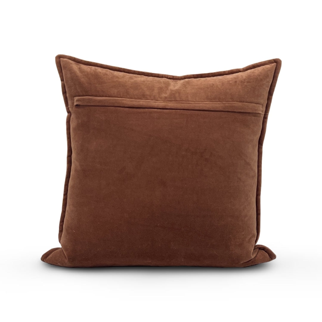 Throw Pillow: Flap Back Closure Dark Brown Cotton Velvet