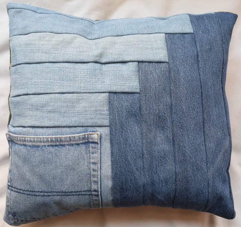 Throw Pillow in log cabin pattern log cabin denim pillow
