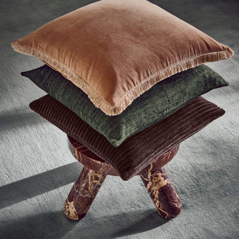 Throw Pillow: Pleated Velvet Texture Espresso Ribbed Decor