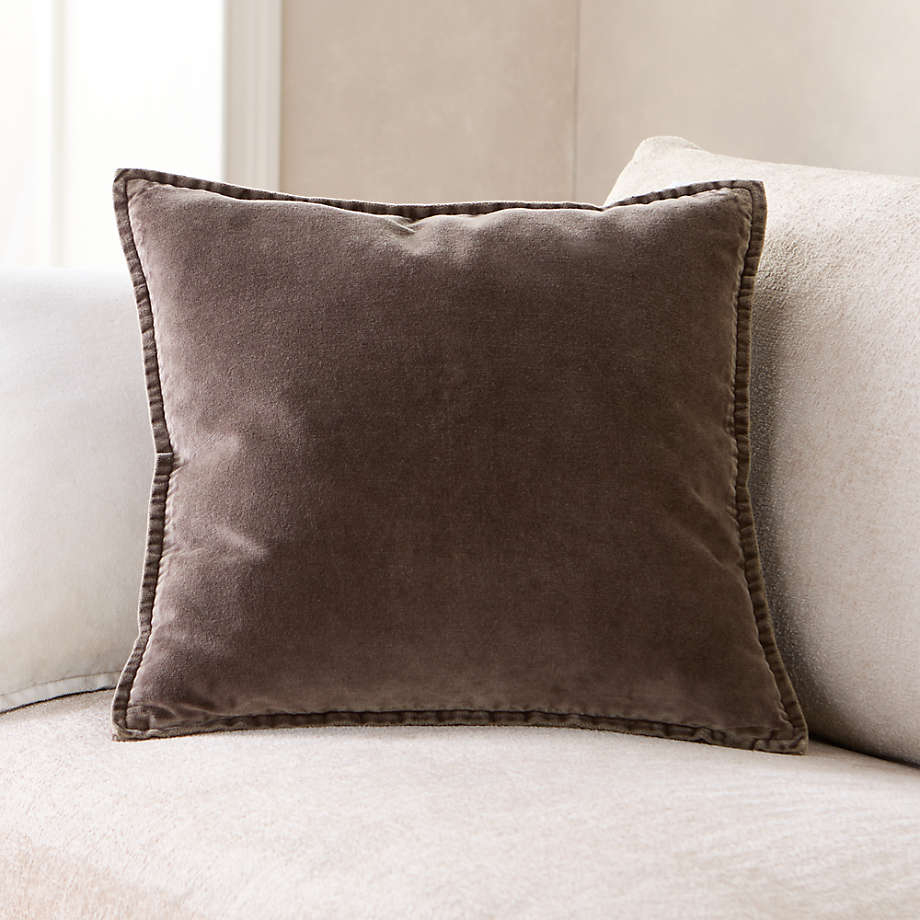 Throw Pillow: Relaxed Tailoring Deep Brown Organic Velvet