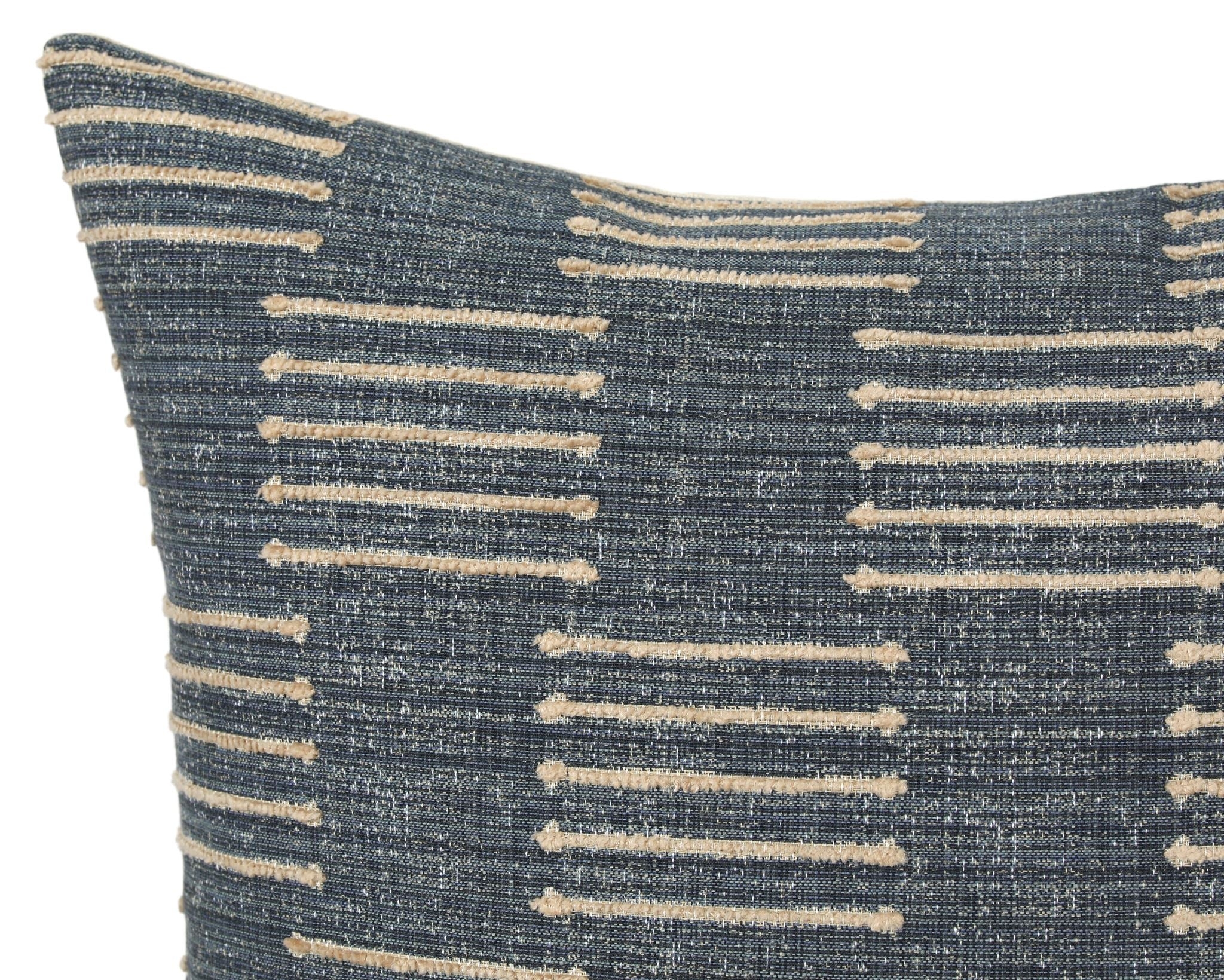 Throw Pillow with raised embroidery textured denim throw pillow