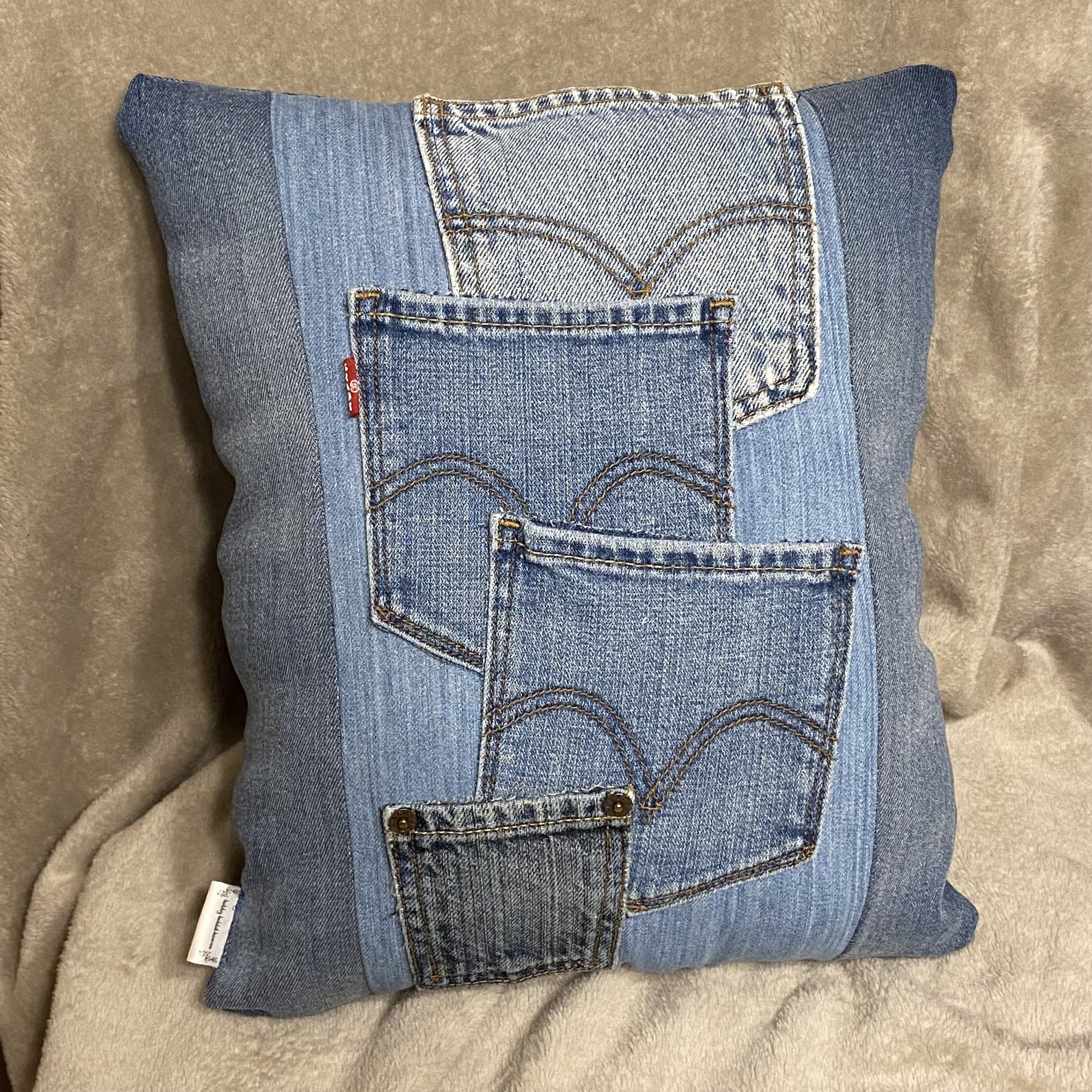 Throw Pillow with upcycled levis repurposed levis decor