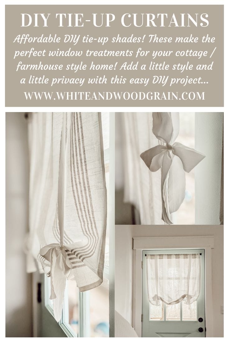 Tie Up Curtain: Pinstripe Vertical Gauzy Cottage Door Curtain