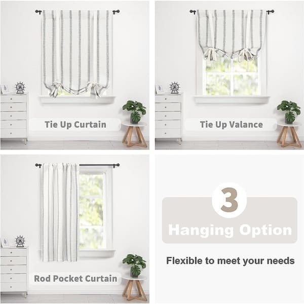 Tie Up Curtain: Vertical Stripe Triple Hanging Versatile Shade