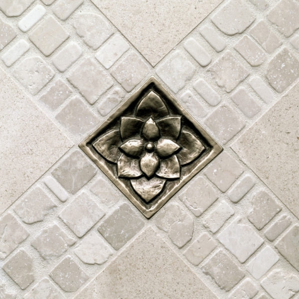 Tile Insert Lotus Floral Motif with Antique Bronze Finish