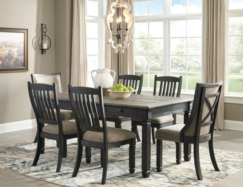 Transitional Dining Set with Two Tone Black and Gray Design