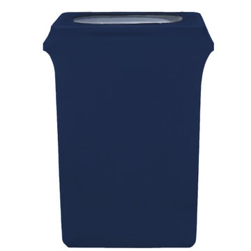 Trash Bin Cover: Navy Blue Spandex Rectangular Top Opening Wrap