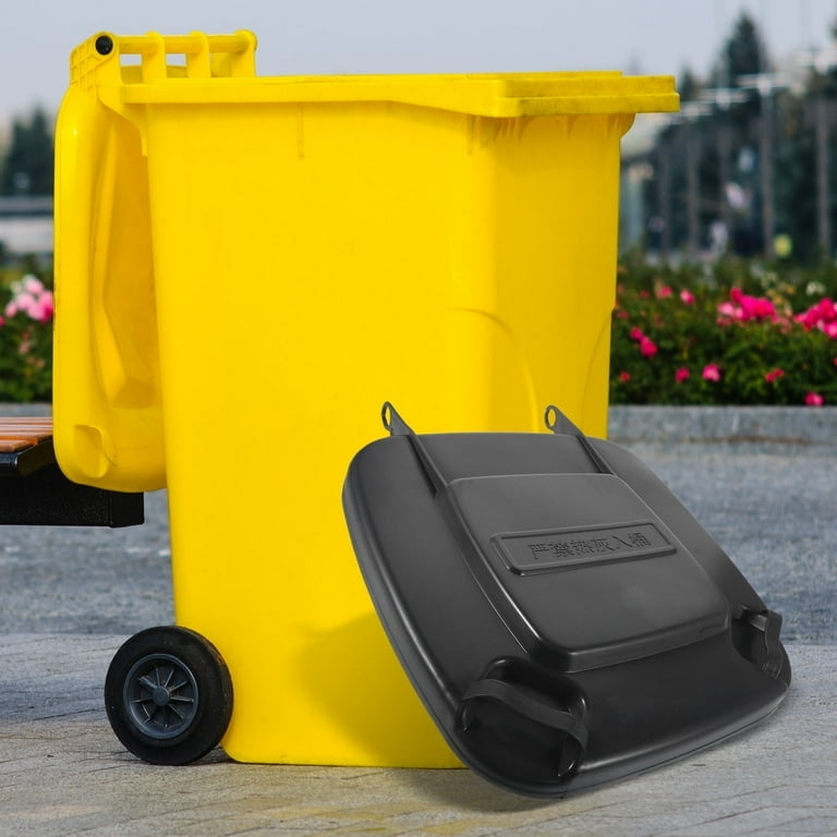 Trash Bin Lid: Replacement Hinged Cover with Embossed Warning