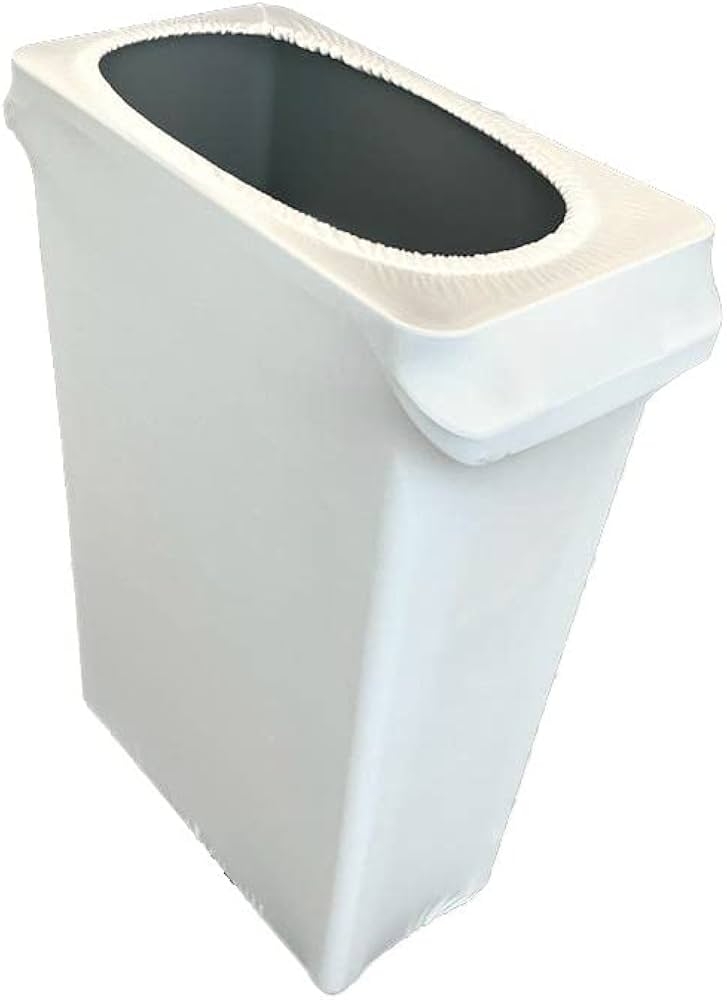 Trash Can Cover: Form Fitting White Spandex Bin Wrap