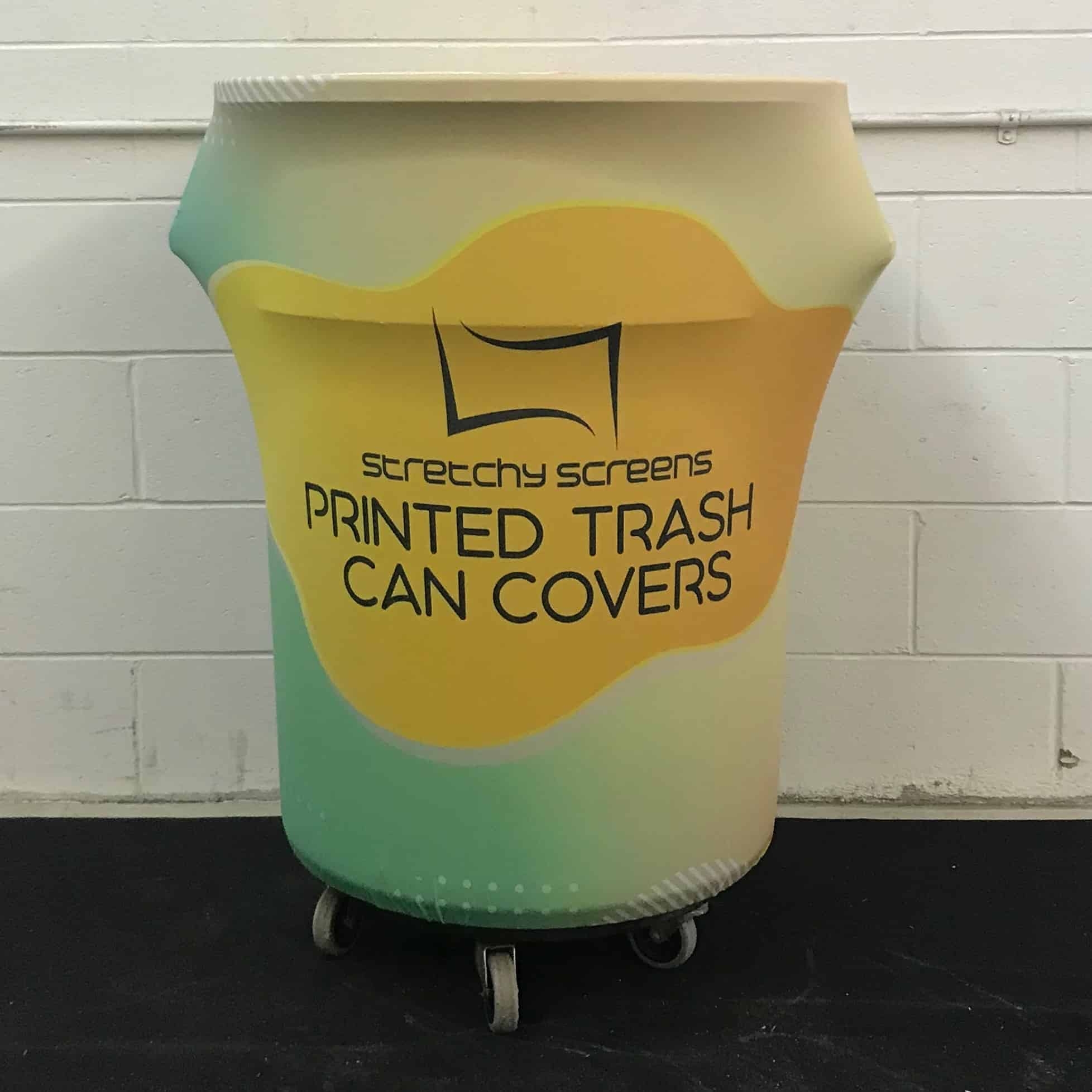 Trash Can Cover: Gradient Design Custom Logo Printing Stretch Fit