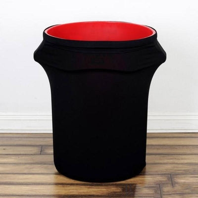 Trash Can Cover: Red Interior Form Fitting Matte Black Wrap
