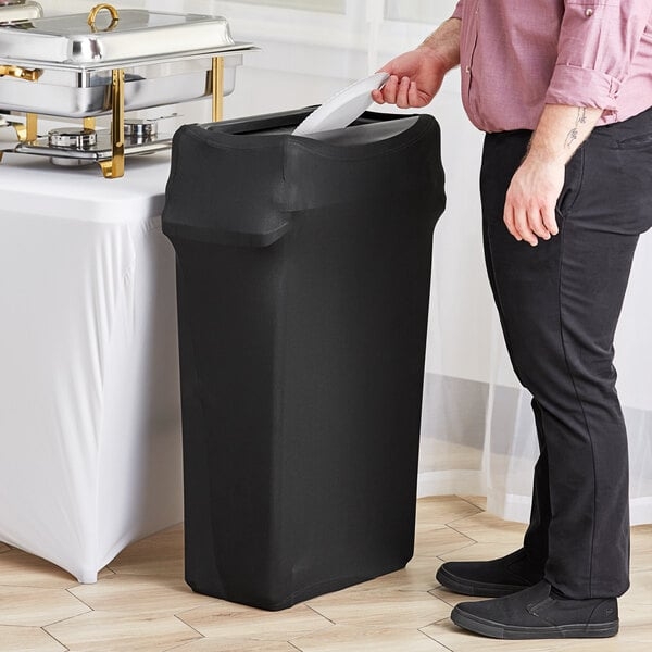 Trash Can Cover: Slim Profile Contour Matte Black Slim Jim Wrap