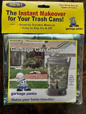 Trash Can Cover: Slip On Design Camouflage Pattern Outdoor Sleeve