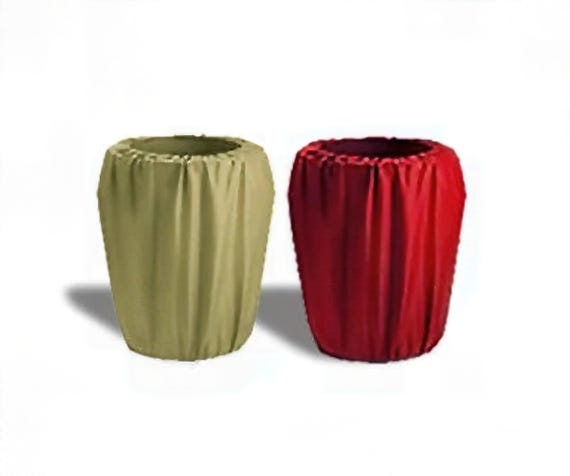 Trash Can Cover: Vertical Pleats Event Bin Covers in Ruby Red