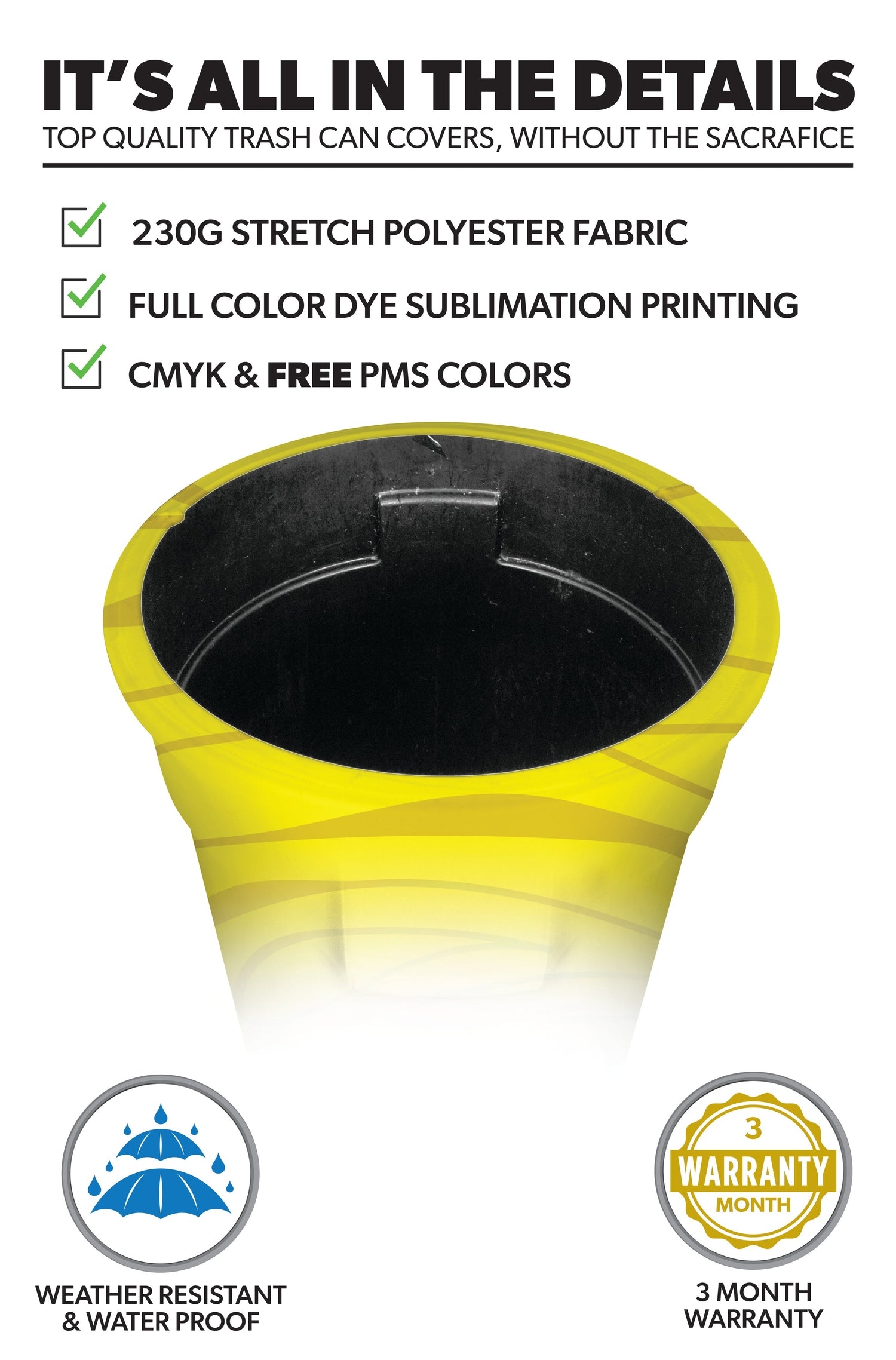Trash Can Cover: Weatherproof 230g Stretch Polyester Custom Wrap