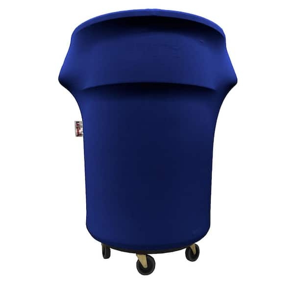 Trash Can Cover: Wheeled Base Cutout Royal Blue Spandex