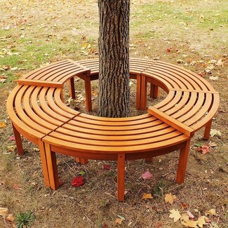 Tree Bench Circular Design with Slatted Wood Tree Surround Seat