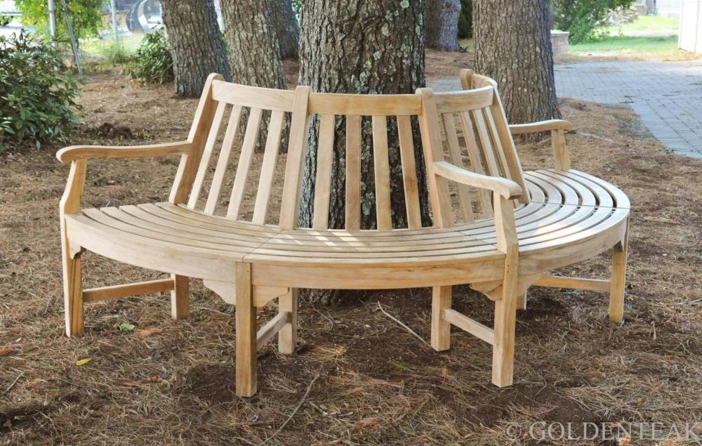 Tree Bench Half Round Design in Premium Teak Wood Garden Seat