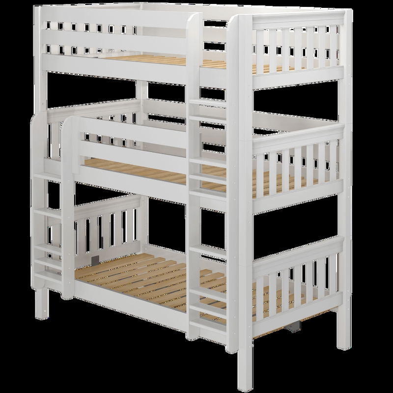 Triple Bunk Bed: White Triple Tier Stacked Twin Bunk Bed