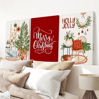 Triptych Canvas Art: Ruby Red Center Festive Gallery Wall