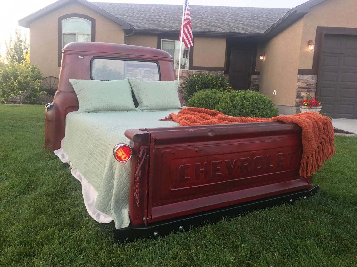 Truck Bed Distressed Red Patina Chevrolet Tailgate Design