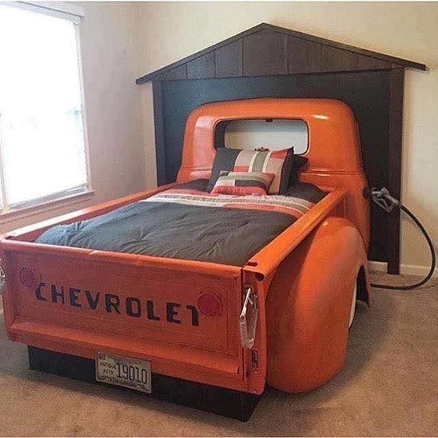 Truck Bed Frame Orange Metal Fenders Upcycled Chevrolet