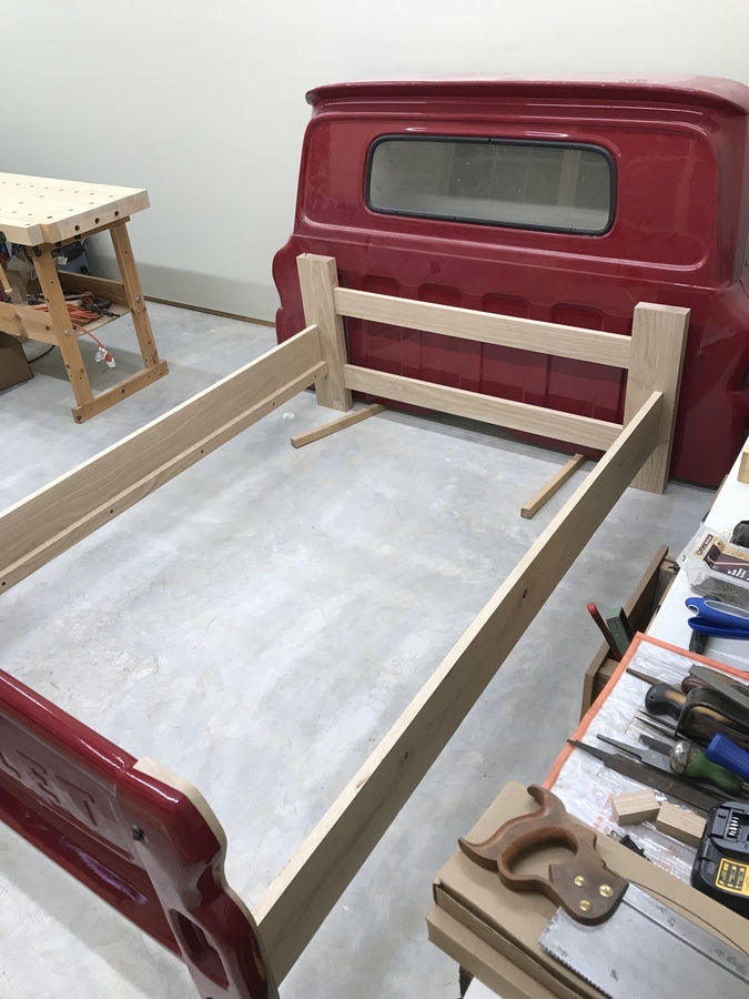 Truck Bed Frame Red Tailgate Footboard Mancave Furniture