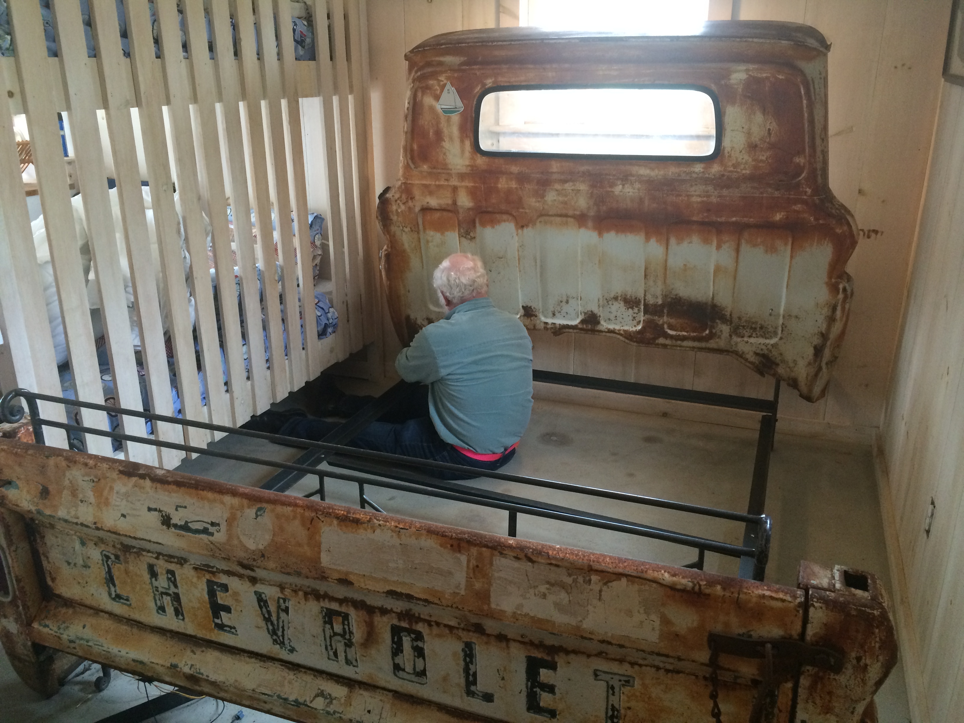 Truck Bed Frame Rusted Chevrolet Tailgate Guest Furniture