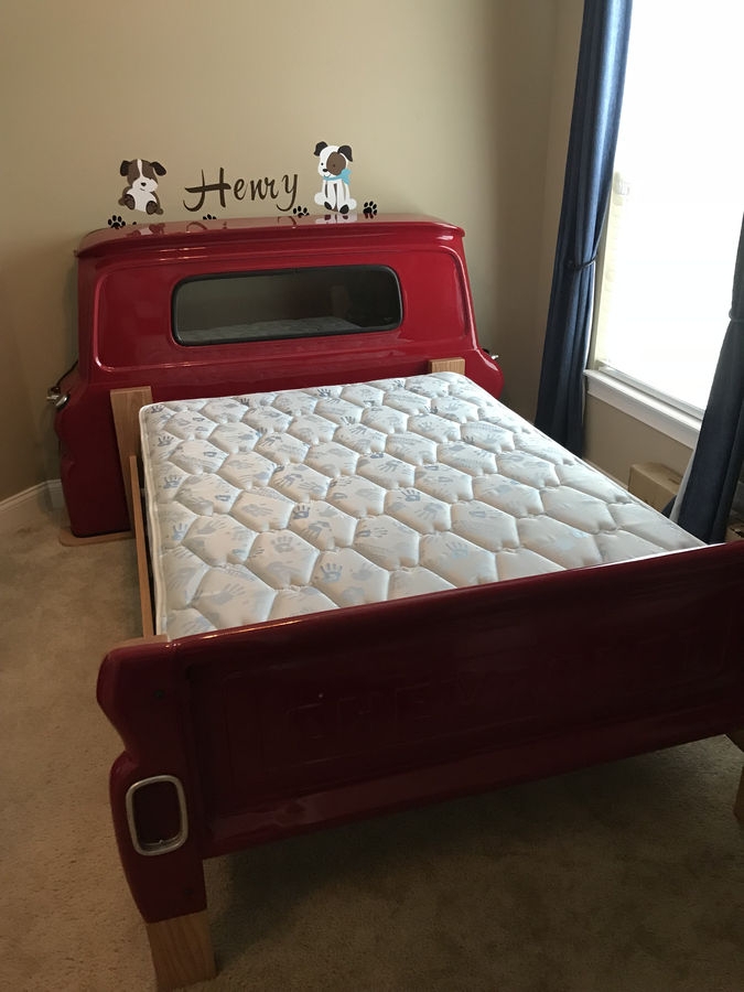 Truck Bed Vibrant Red Gloss Repurposed Automotive Decor