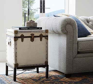 Trunk End Table Studded Rivets Triple Front Latches