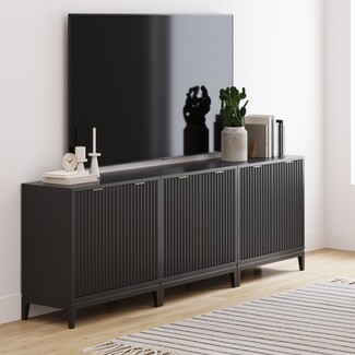 TV Console: Modular Configuration Black Fluted TV Console